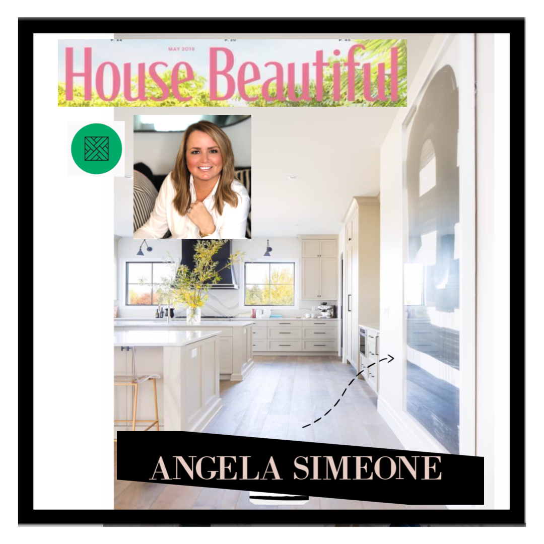 Black and white original abstract painting by Angela Simeone in a Lori Paranjape designed interior featured in the press