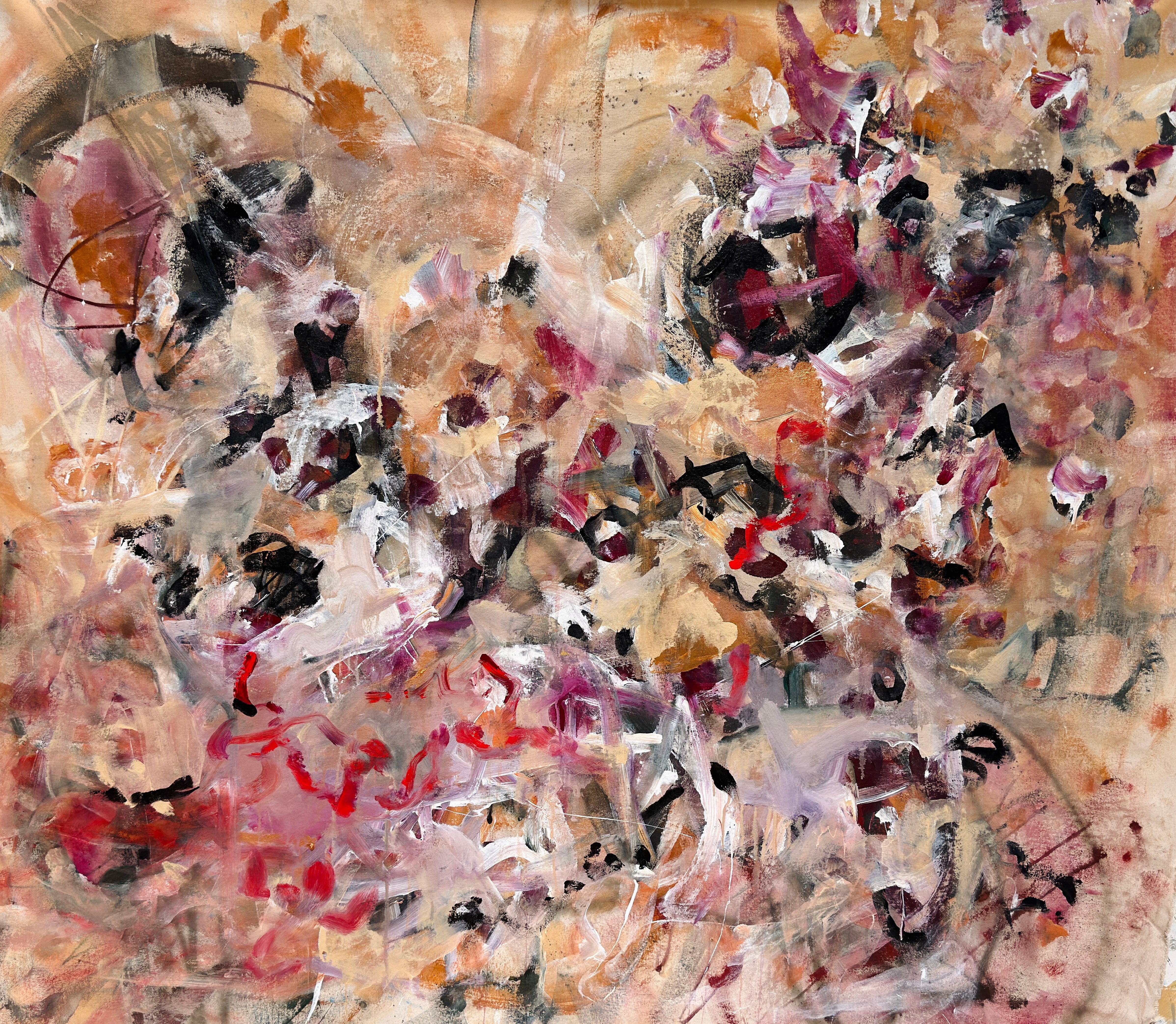 Burgundy Forrest Abstraction, an original abstract painting by Nashville artist Angela Simeone named from real material and place