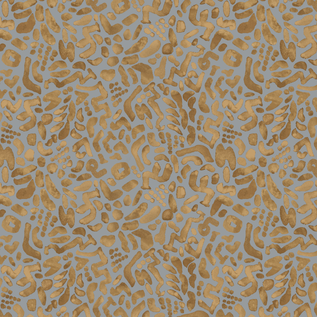Atelier Golden Sky artist-designed luxury wallpaper by Angela Simeone, a warm painterly pattern for a 2026 wallpaper-drenched room