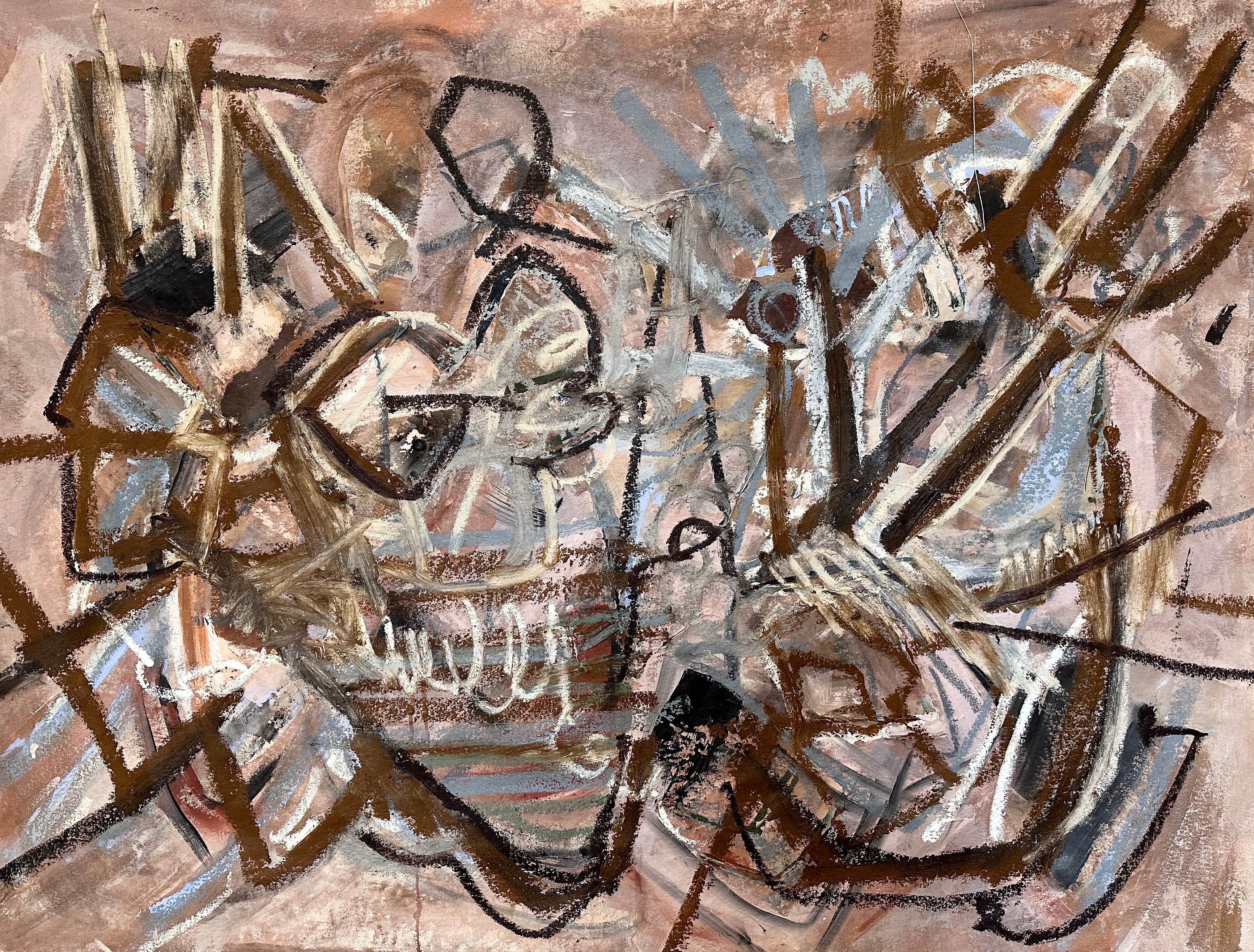 Brown earth tone abstract painting by Nashville artist Angela Simeone