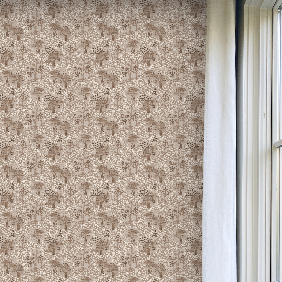 Toile Medium Beige Wallpaper
