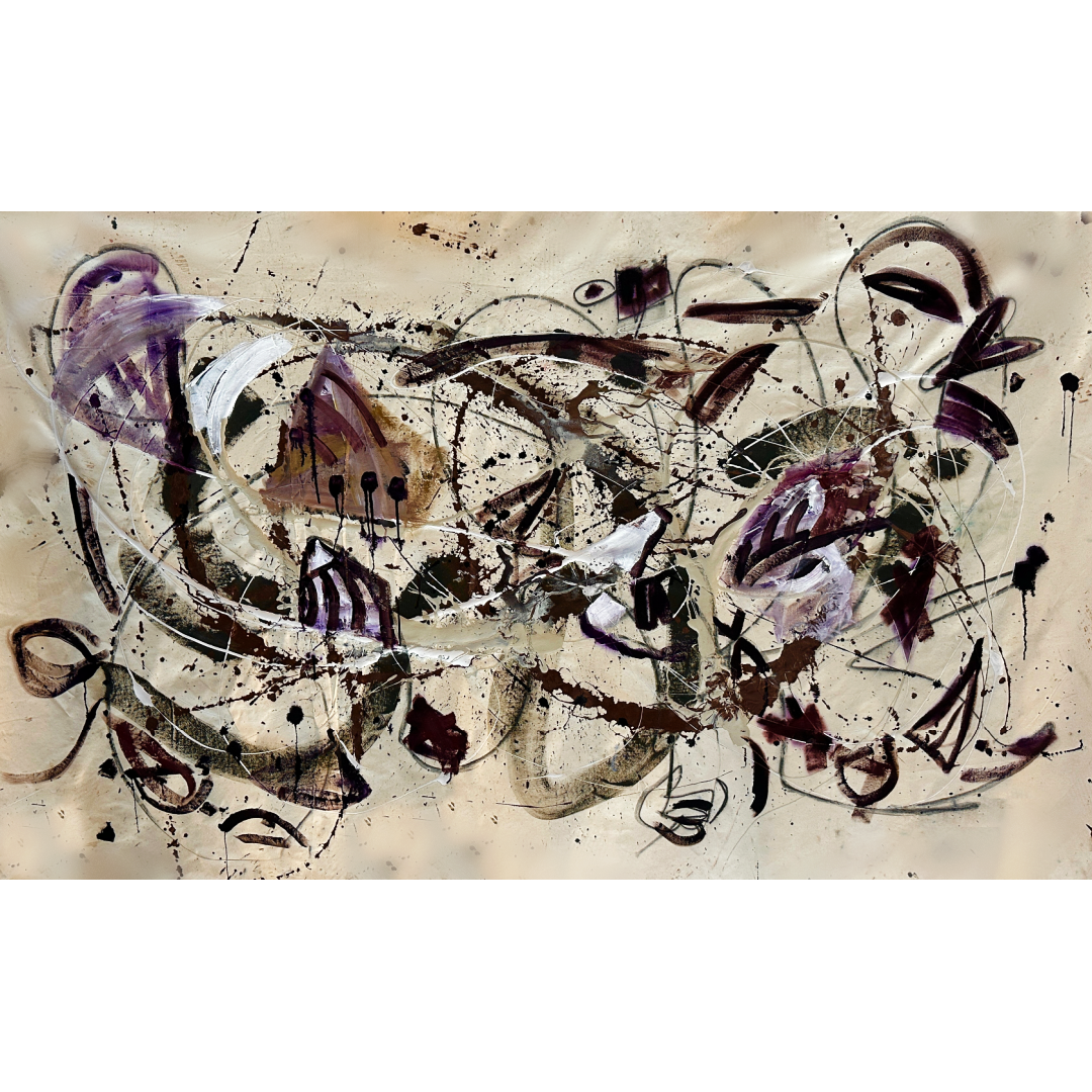 Aubergine Burgundy Grey Green Canvas Painting