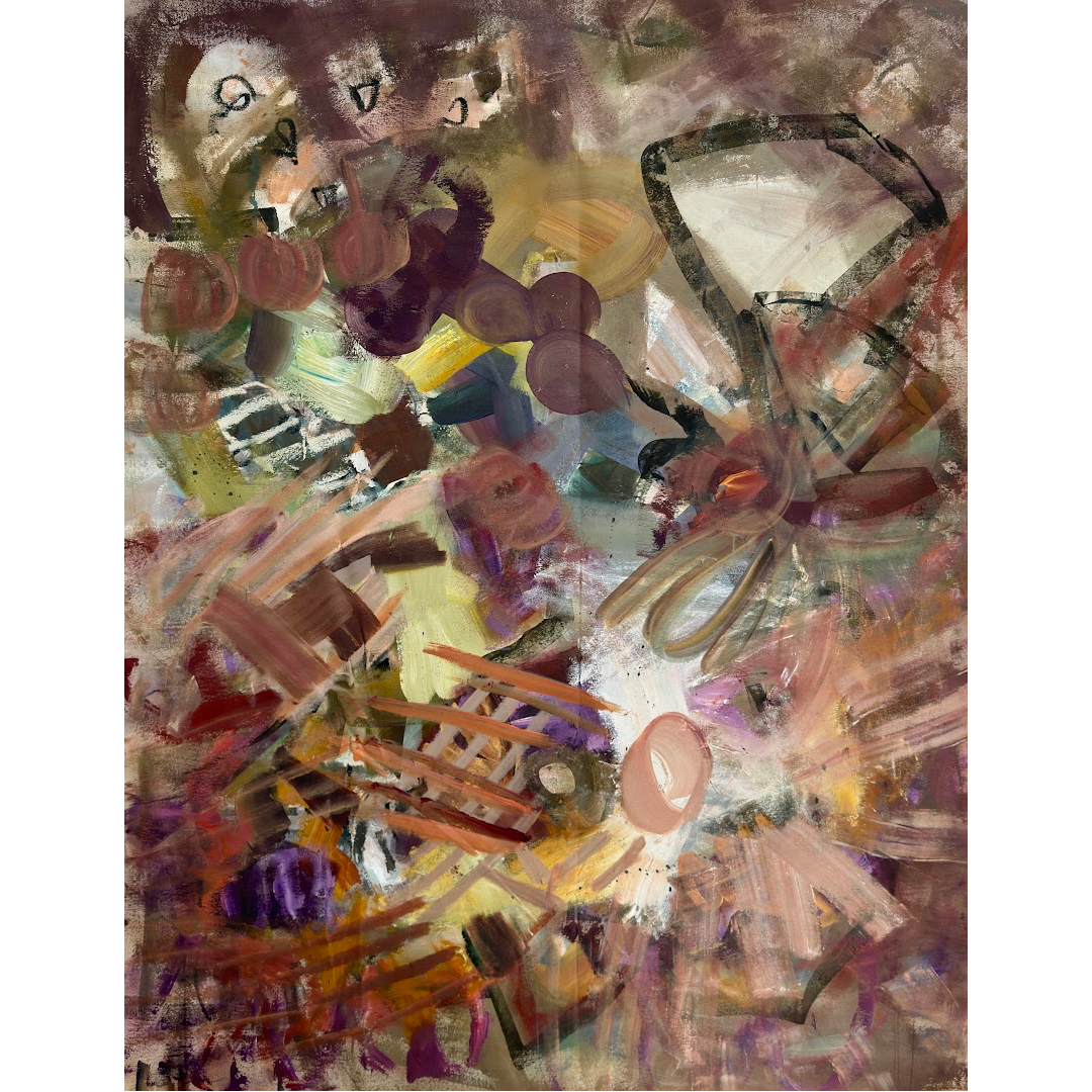 Aubergine Moss Green abstract painting nashville aritist Angela Simeone traditional painting