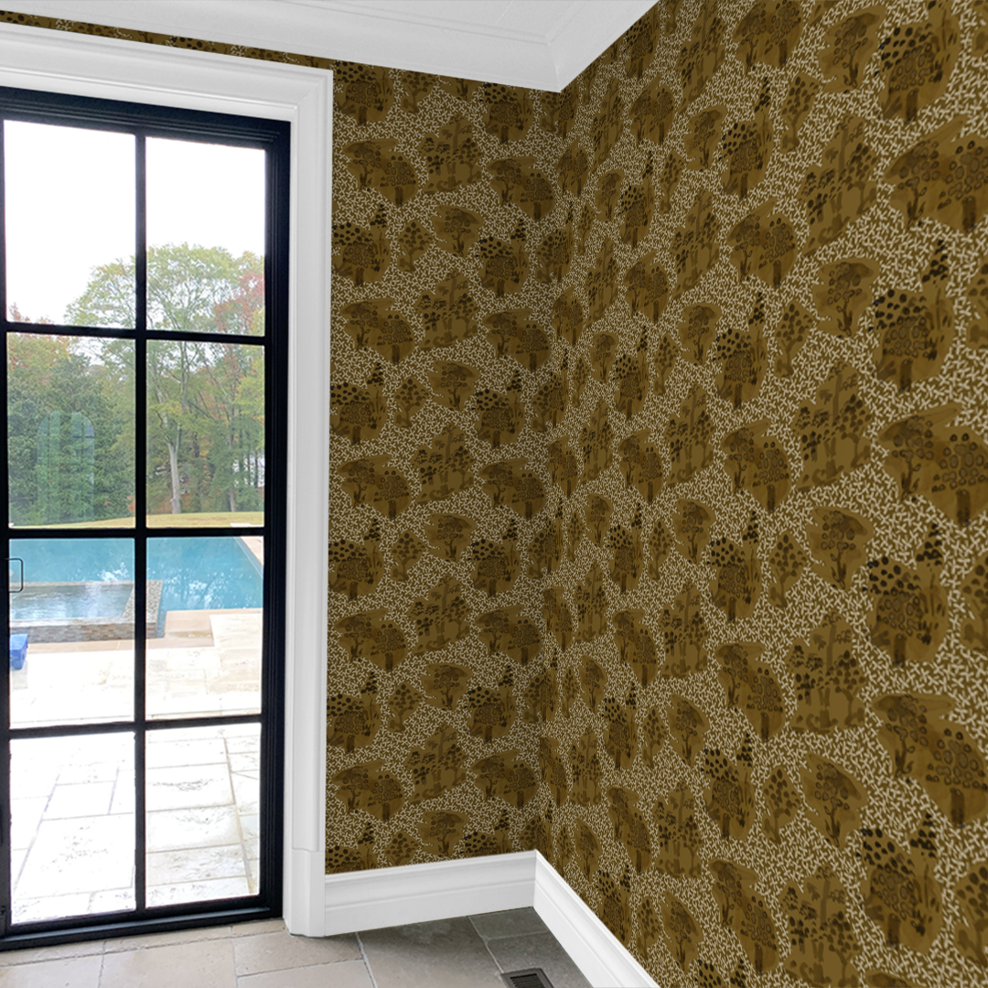 Toile Coffee Brown Wallpaper