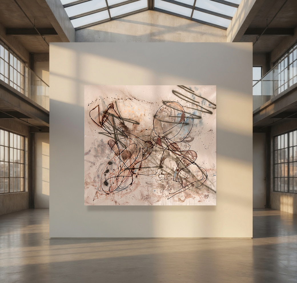 Brown Tan Warm Grey Organic Abstract Painting