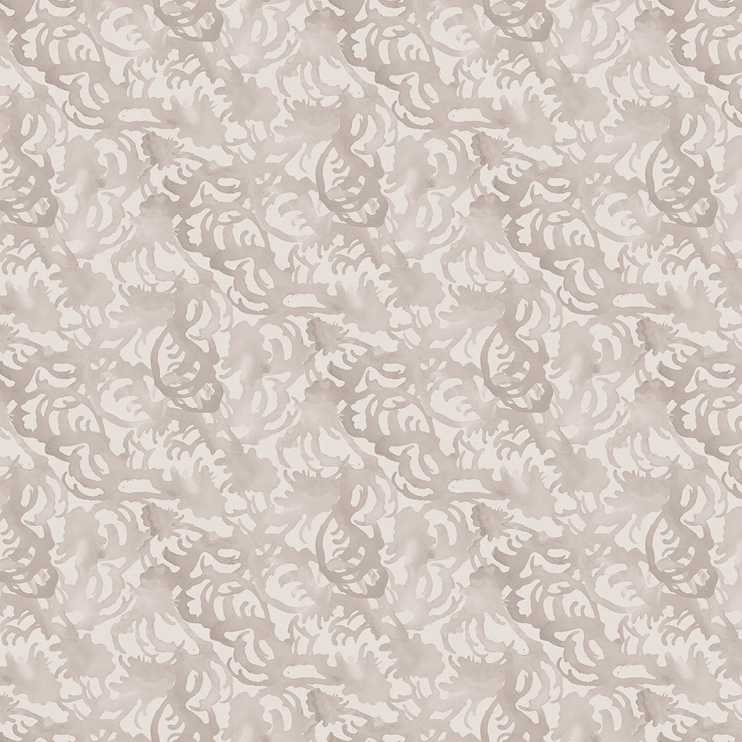 Flourish Greige Small scale wallpaper pattern Nashville artist Angela Simeone