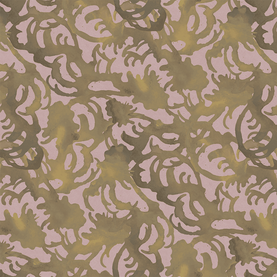 Flourish Artichoke and Lilac wallpaper pattern by Nashville artist Angela Simeone purple wallpaper green wallpaper floral wallpaper luxury wallpaper patterned wallpaper