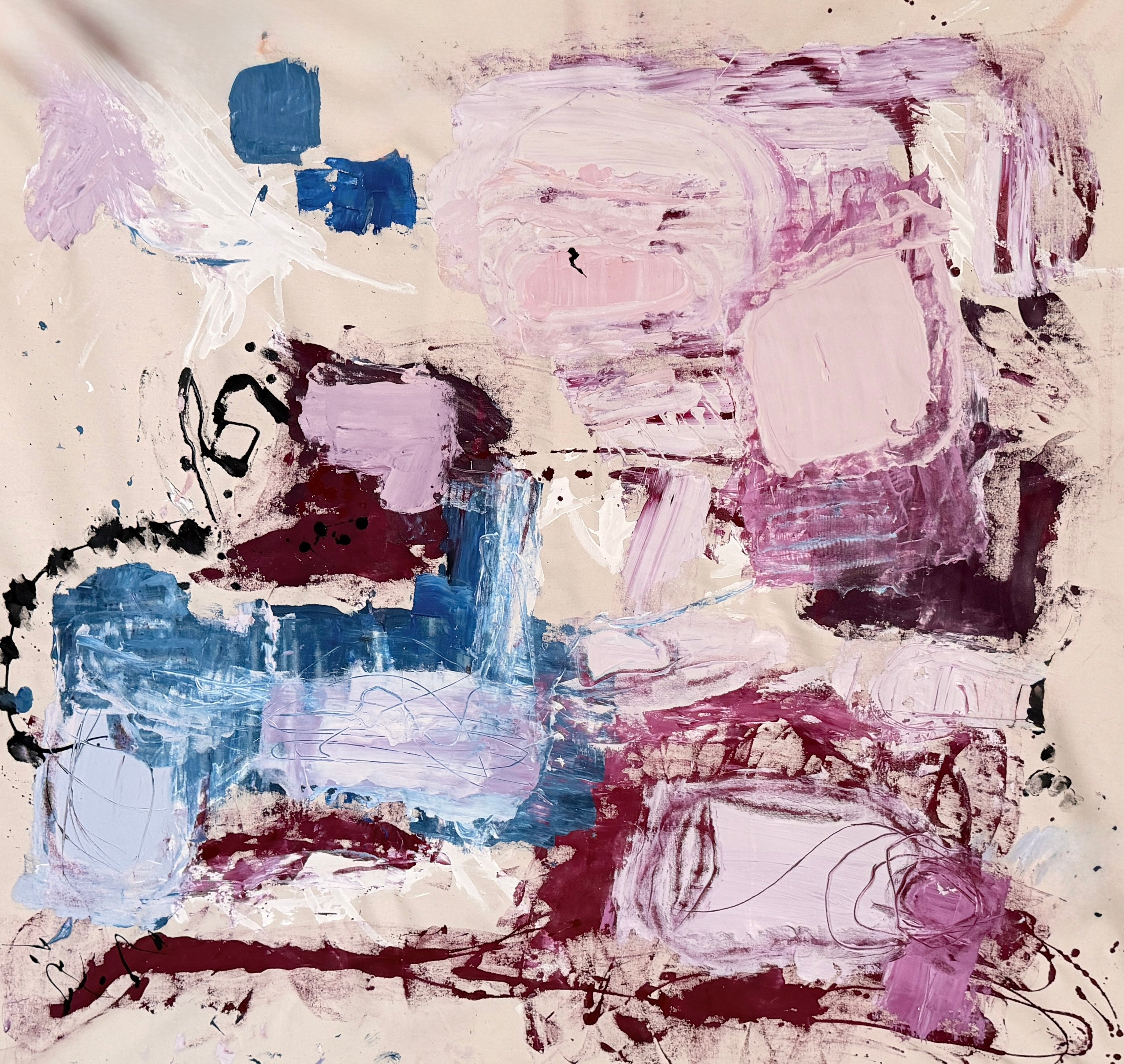 Magenta Deep Magenta Deep Cyan Abstract Oil Painting