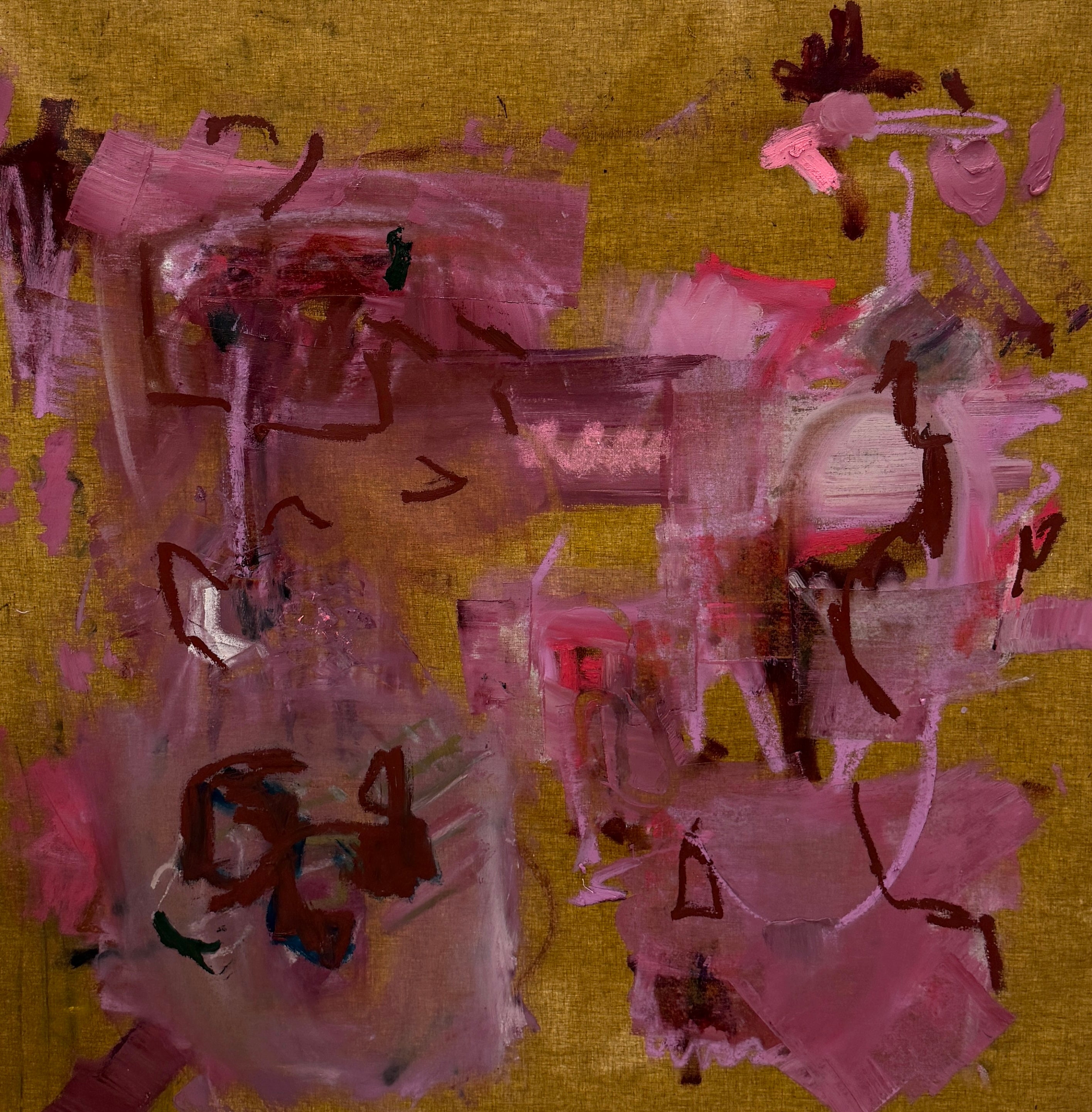 Deep Magenta, Pink and Lilac Abstract Oil Painting