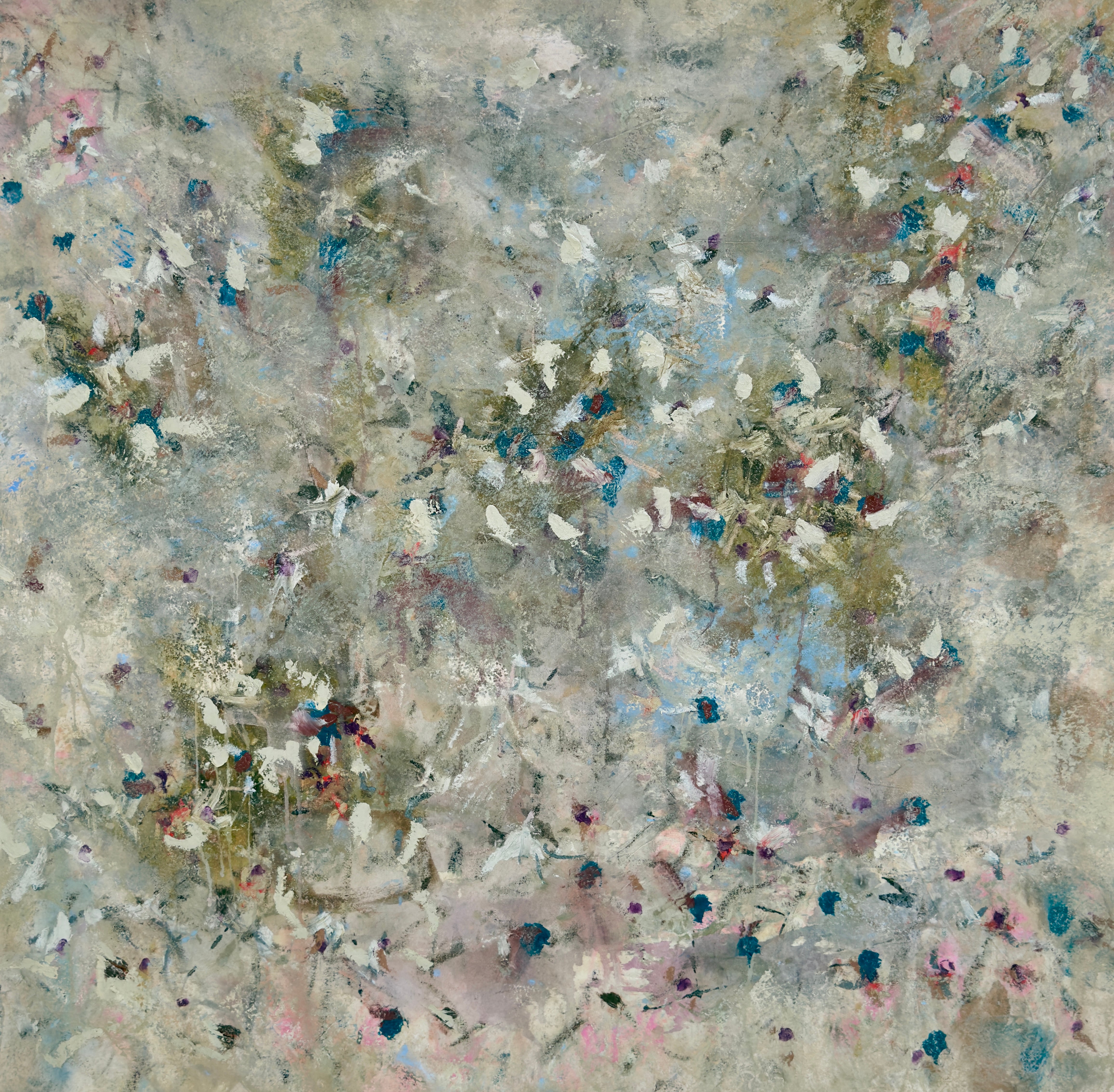 Fly Away Grey Magenta Green Painting