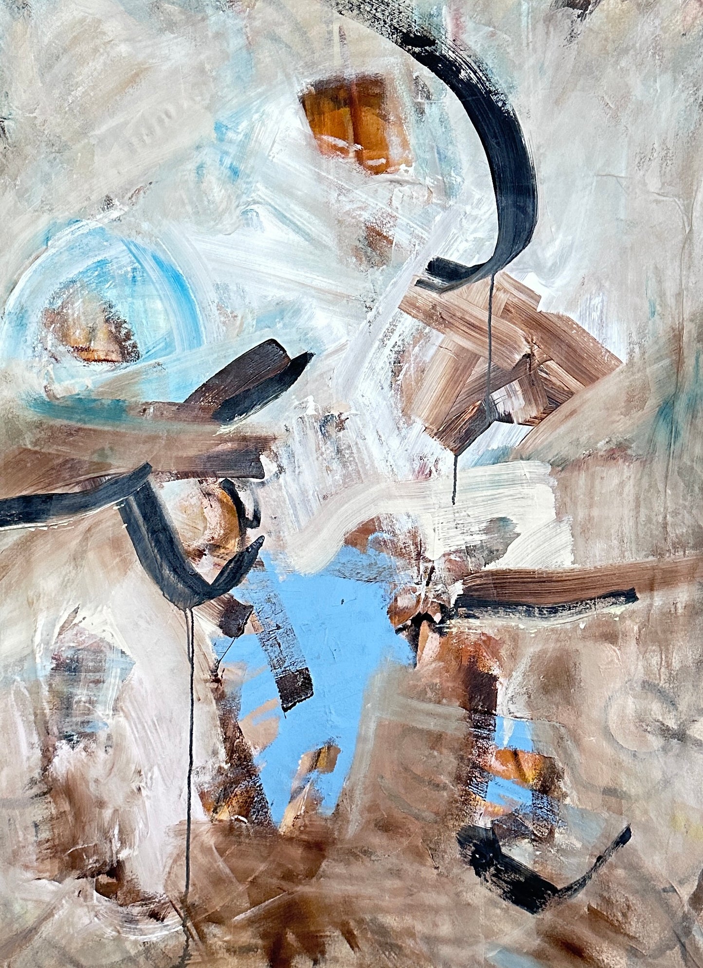 brown painting white painting abstract painting abstract art Angela Simeone artist Nashville