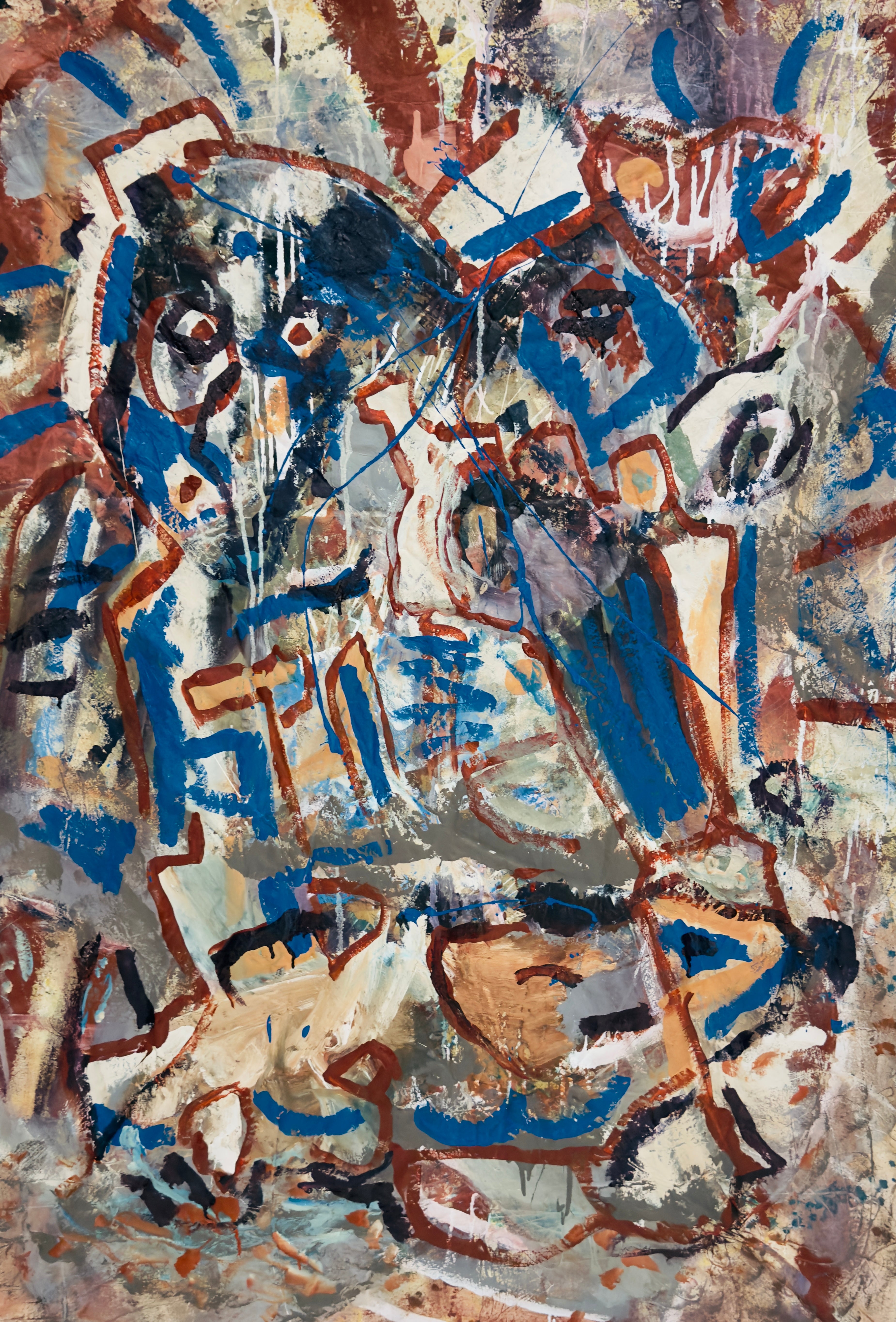 Cobalt Rust Grey Green Painting