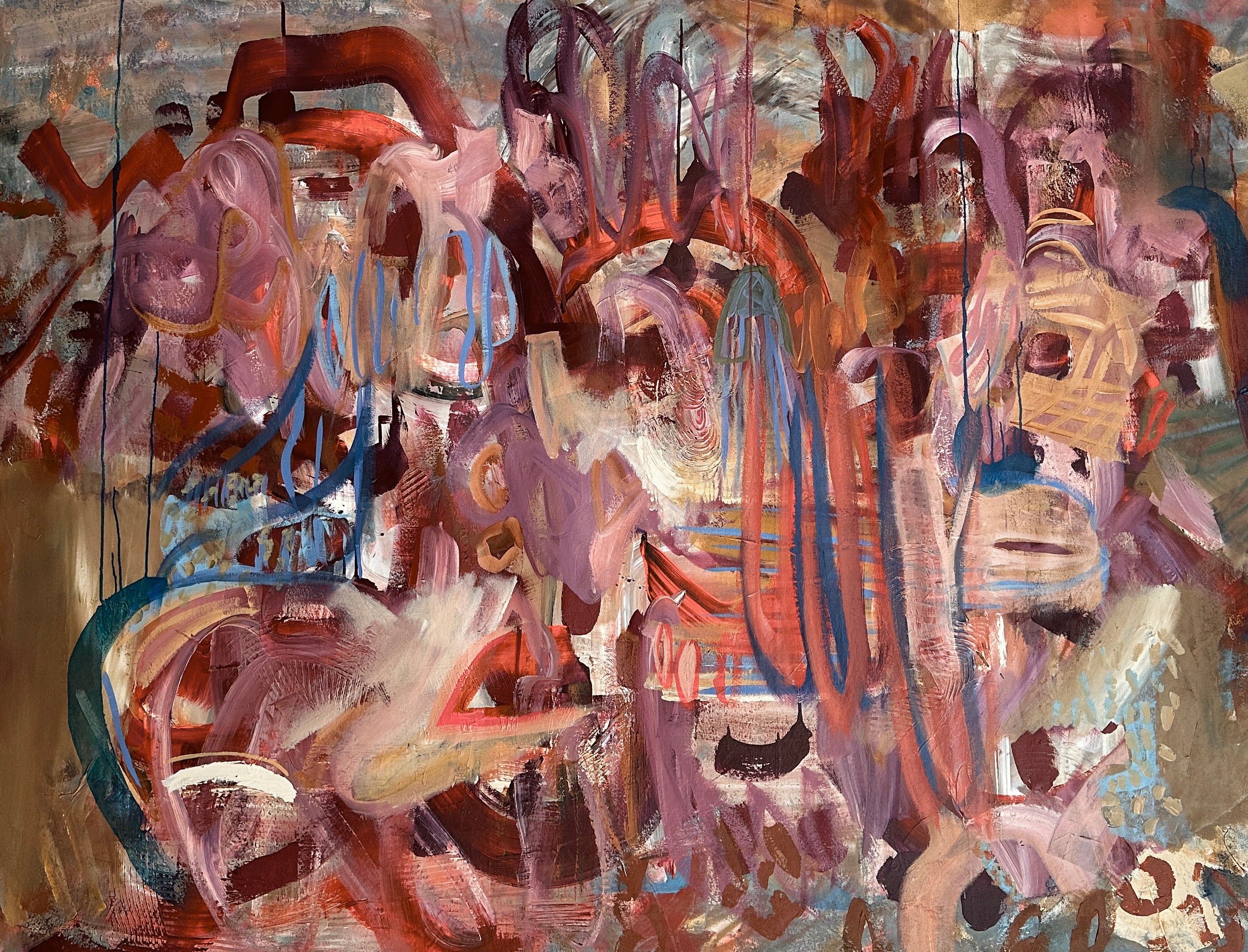 Purple Landscape Aubergine Mauve Orange Painting