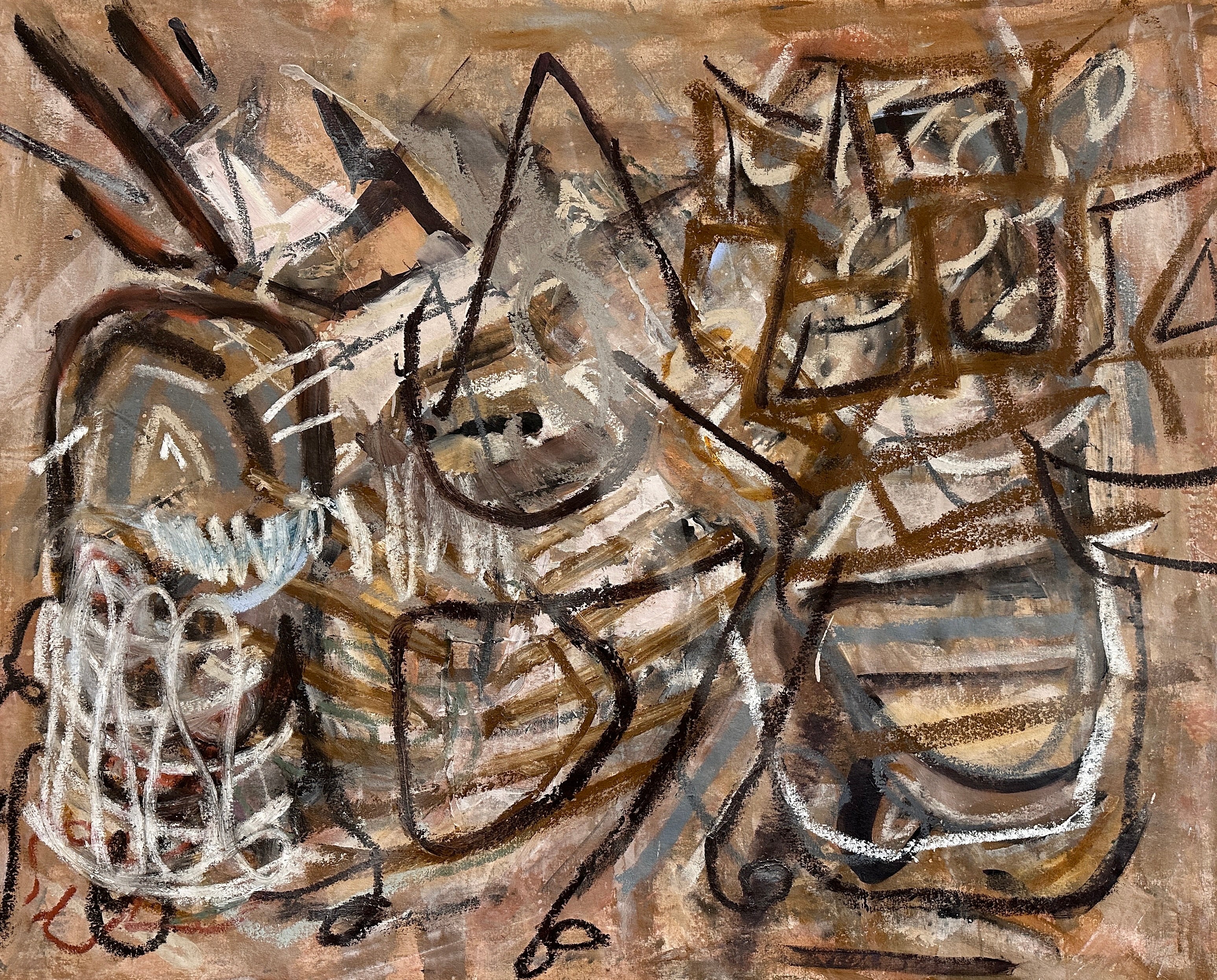 Brown Abstract Painting on canvas  Original Art by Nashville Artist Angela Simeone