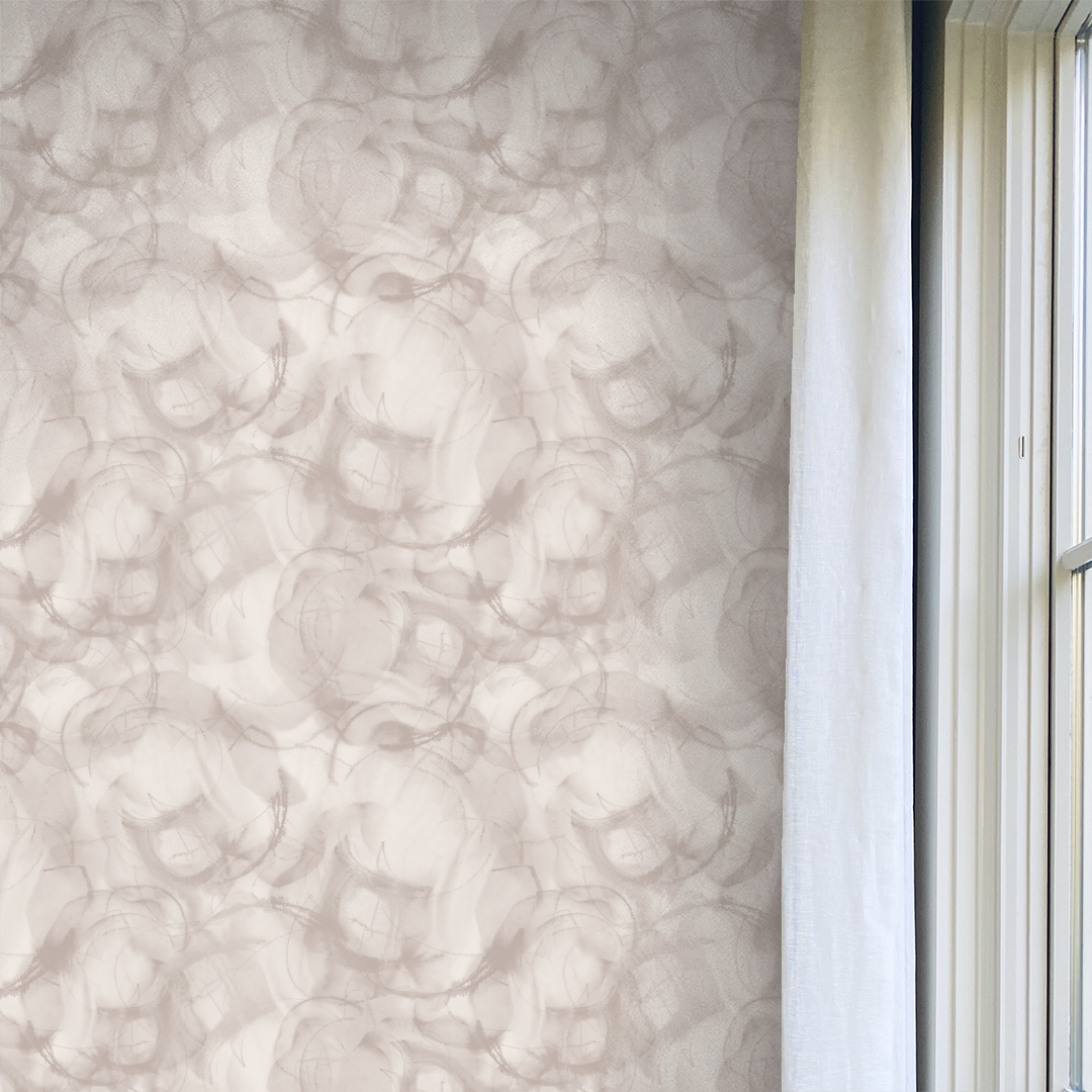 Grey wallpaper white wallpaper floral wallpaper nashville artist Angela Simeone