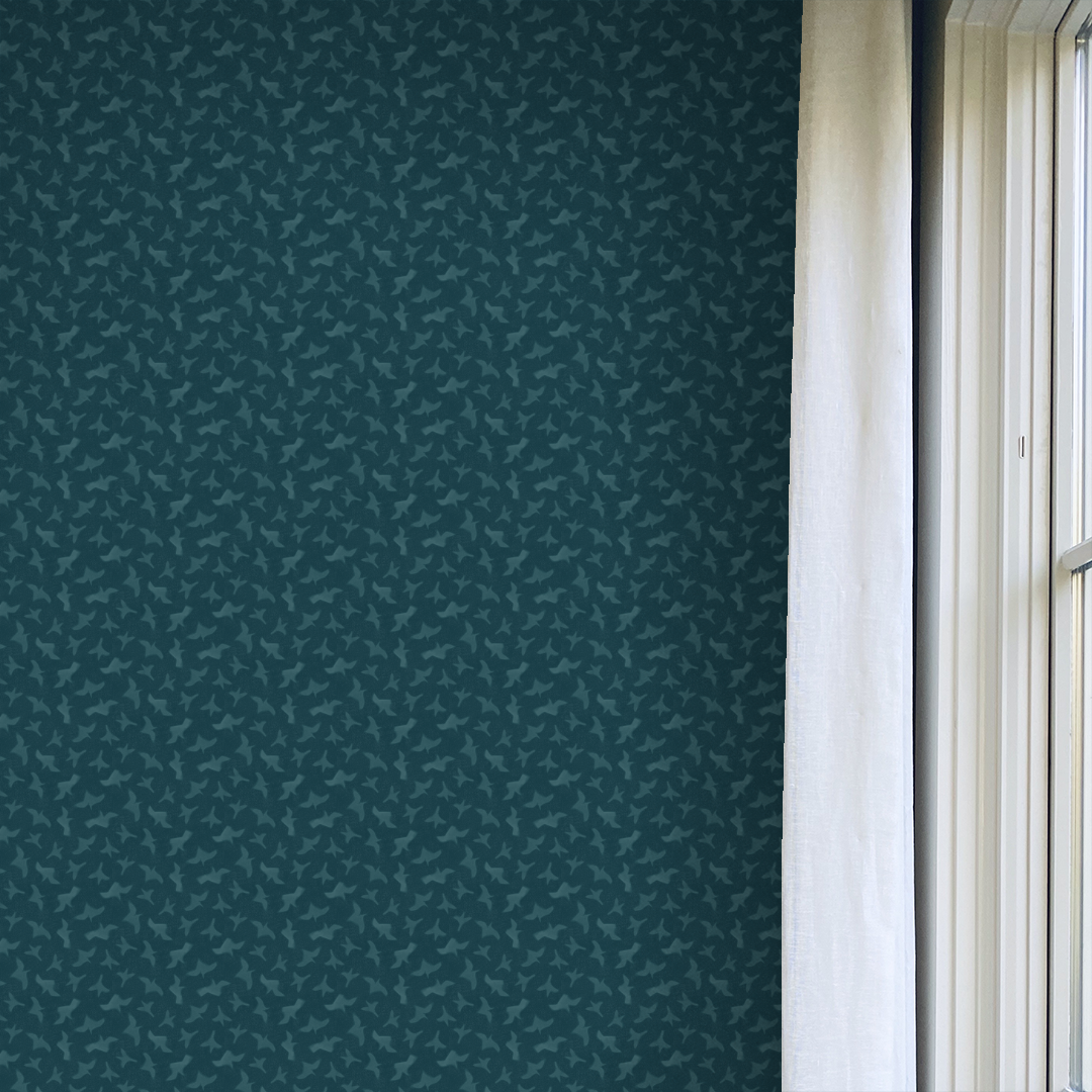 Light Blue Amalfi Blue Wallpaper by Nashville artist Angela Simeone. Ditsy floral wallpaper pattern for an organic tonal wall covering layer for interior design styles that range from traditional, transitional, contemporary to modern.