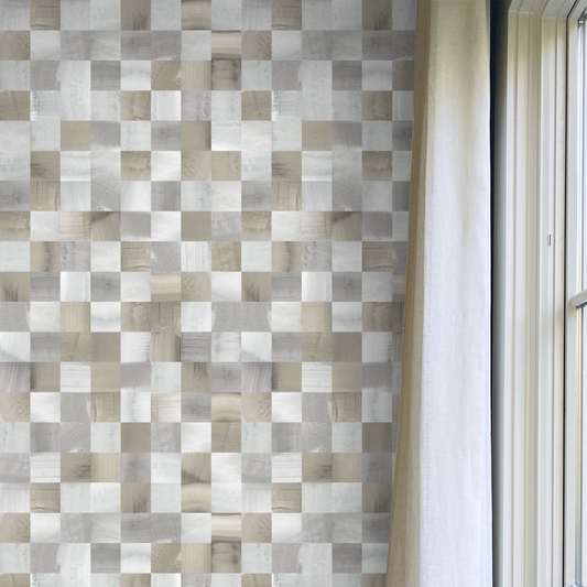 Checkerboard Stone driftwood wallpaper wallpapers nashville artist Angela Simeone interiors interior design interior designer