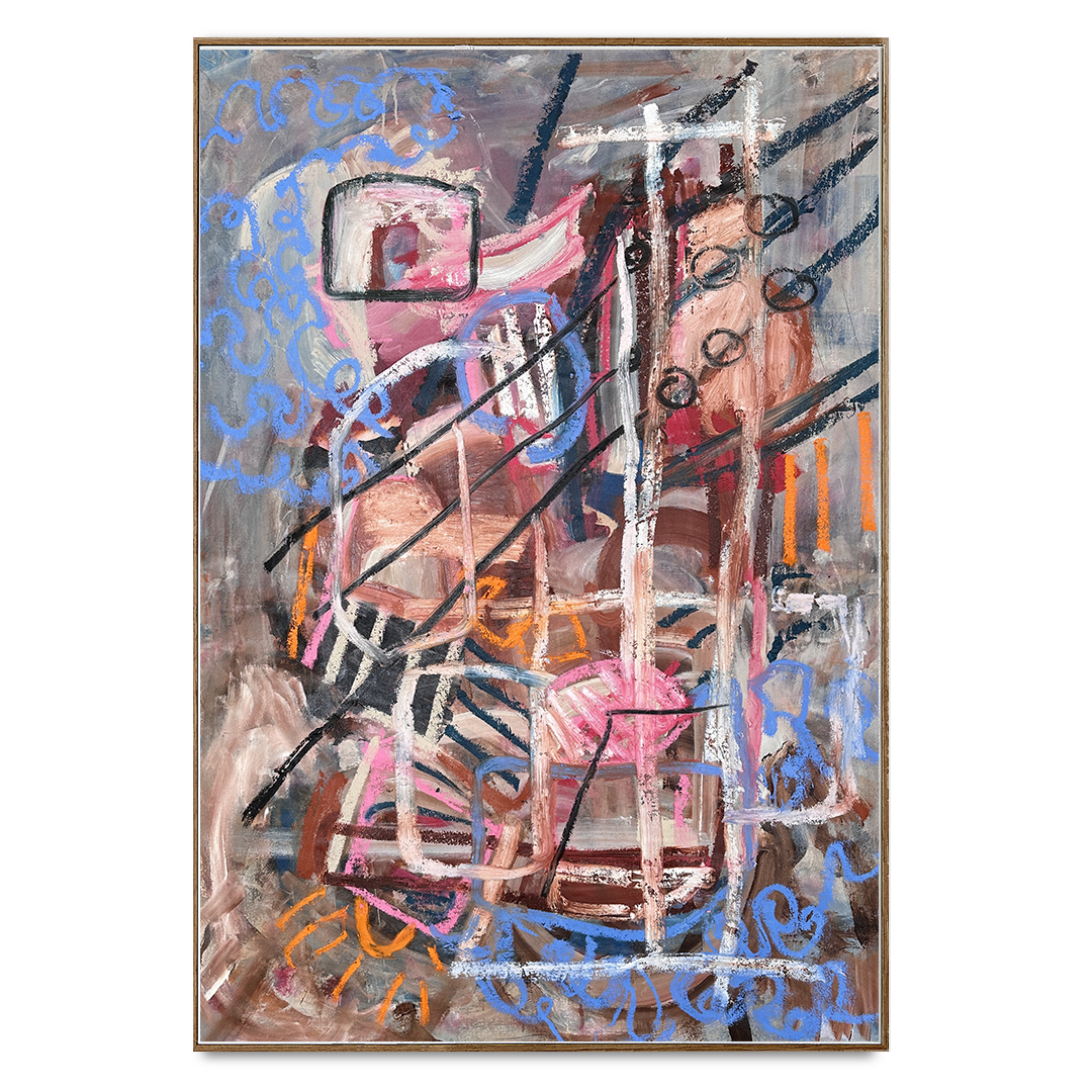 This is an original, one of a kind painting created by hand in the studio of Angela Simeone by artist Angela Simeone. Blue, pink, Brown grey abstract art abstract painting