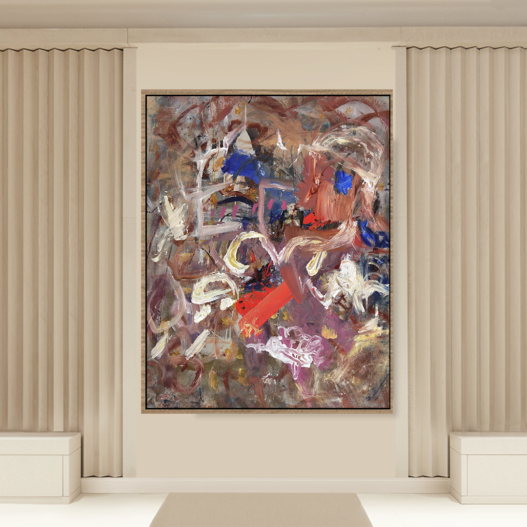 Burnt Sienna Ultramarine White Abstract Canvas Painting