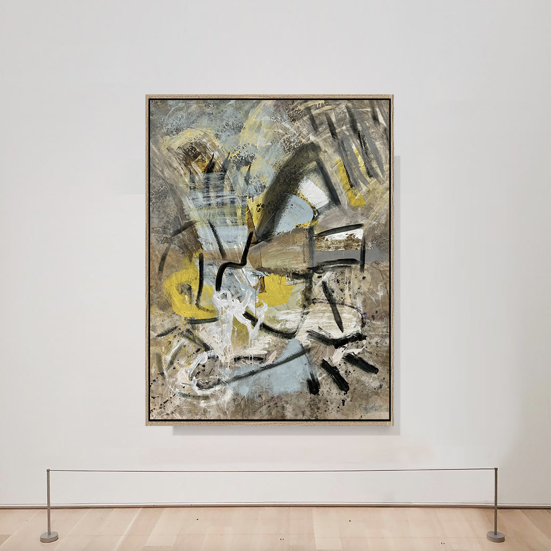 Sky Blue Tan yellow White Painting 1