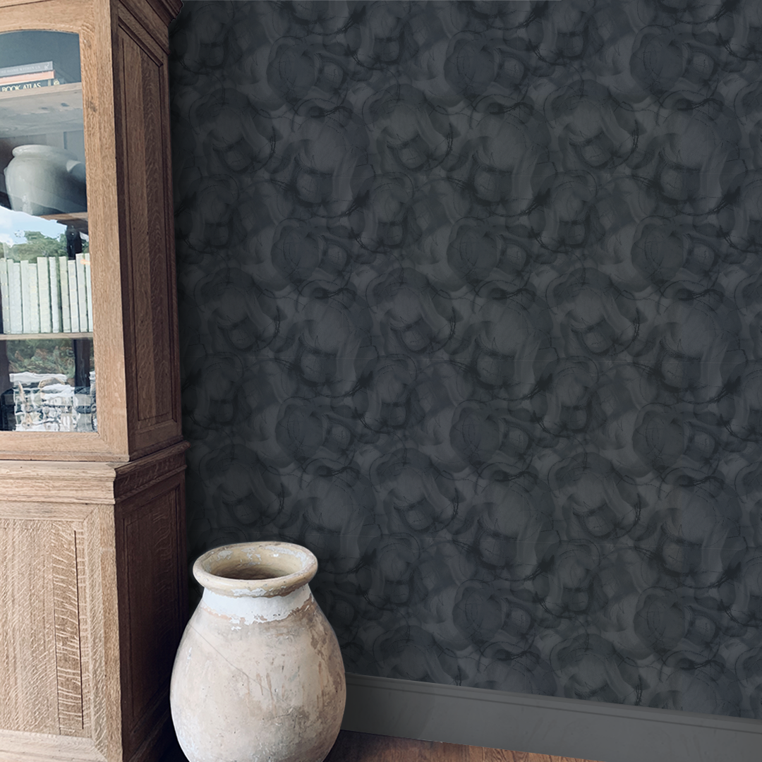 Dark Navy Cumulus Wallpaper pattern wallpapers Nashville artist Angela Simeone interiors interior design