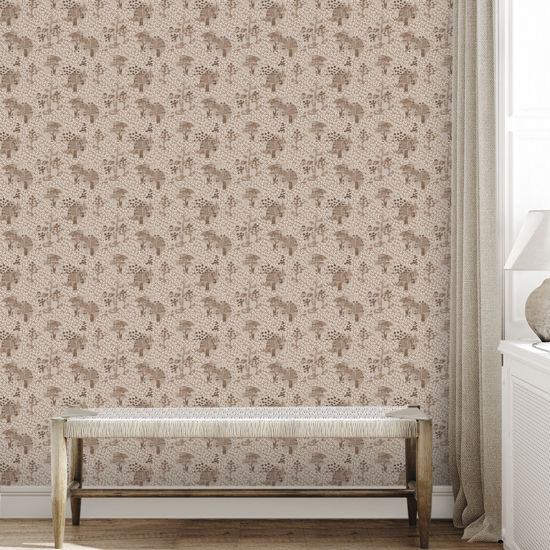 Toile Medium Beige Wallpaper