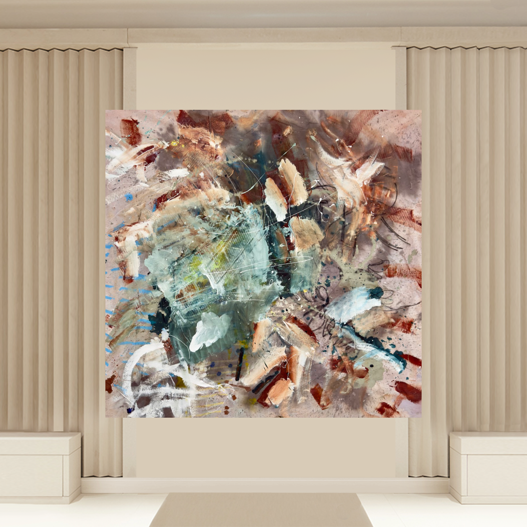 Wintergreen White Rust Abstract Painting