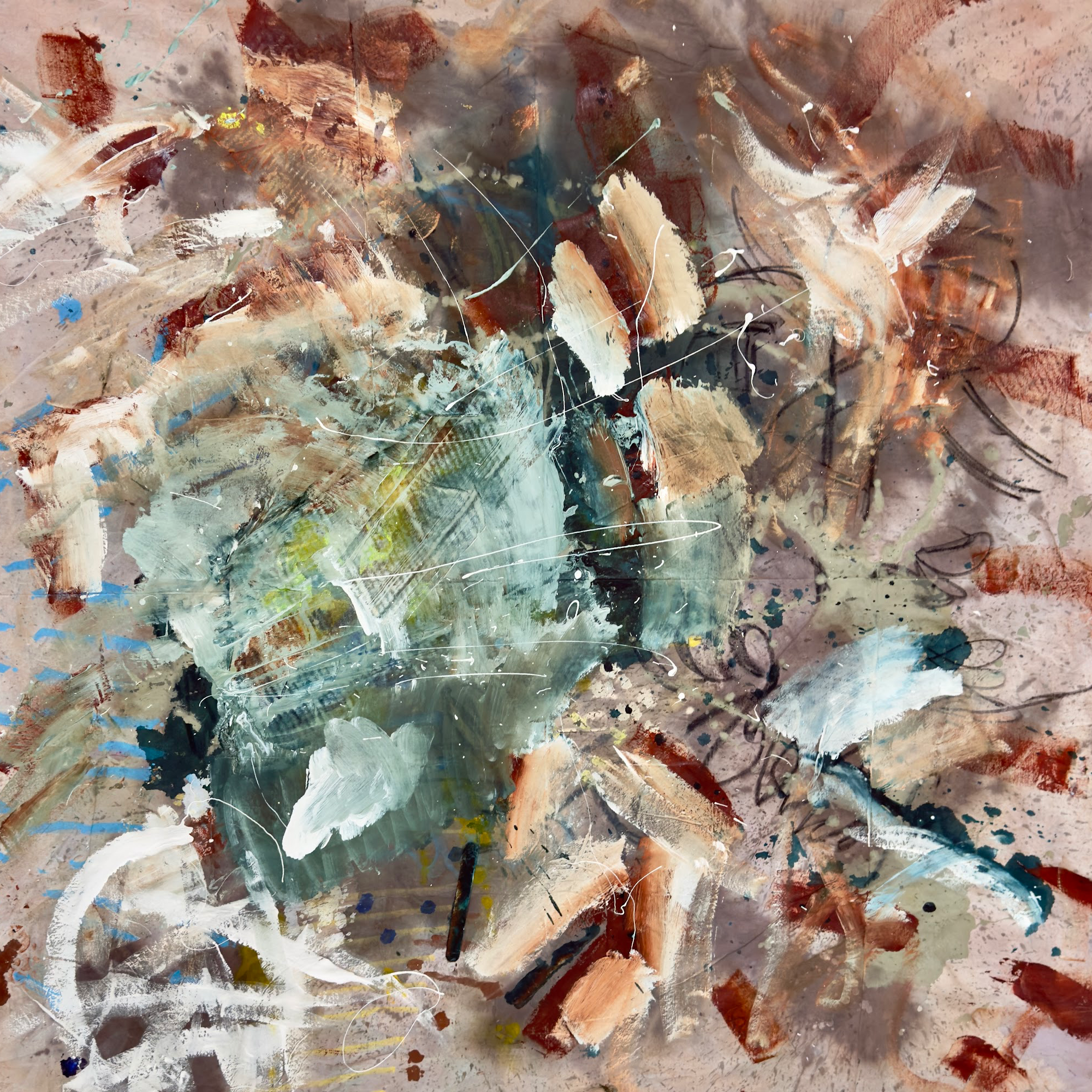 Wintergreen White Rust Abstract Painting
