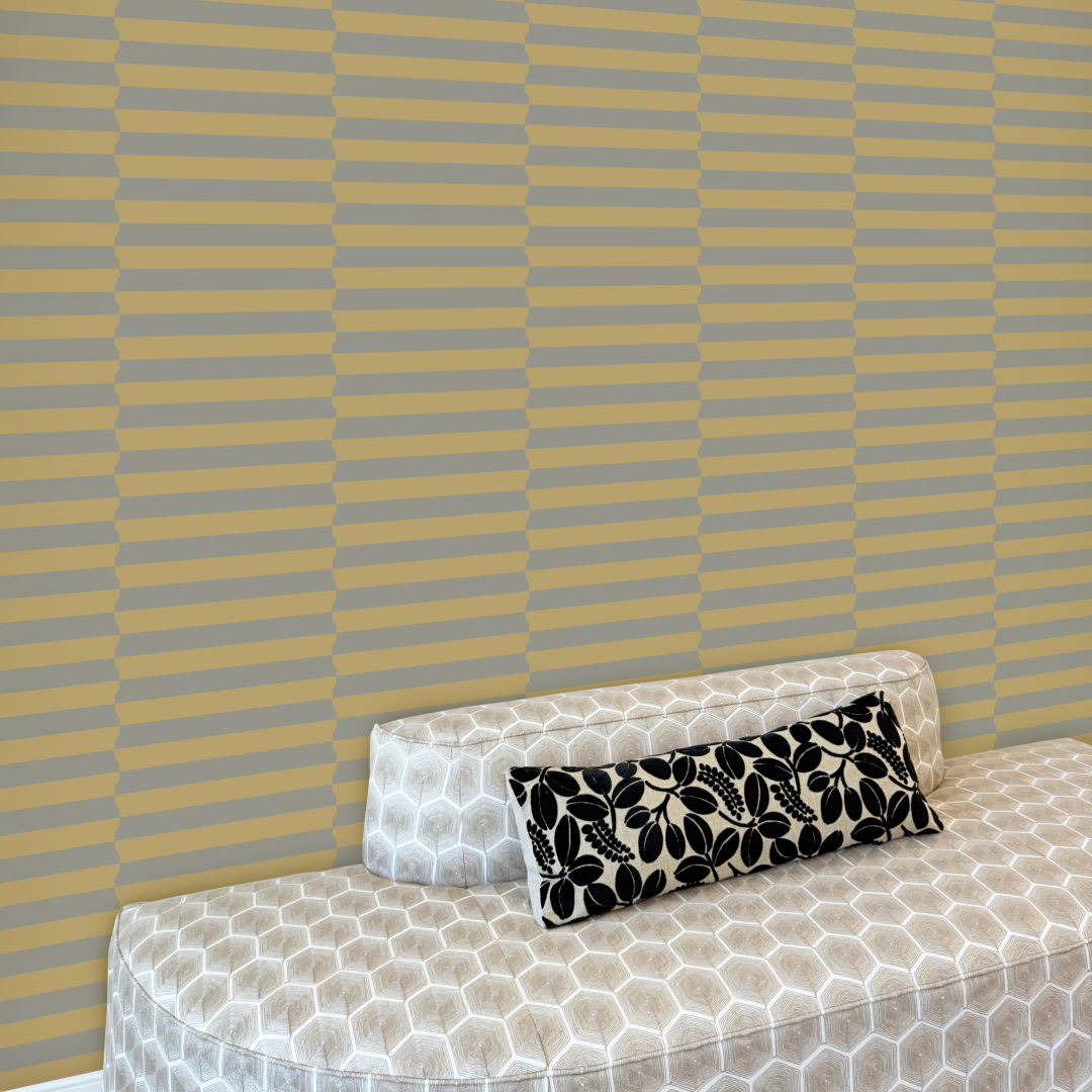 Chic Stripe Gold Grey Wallpaper