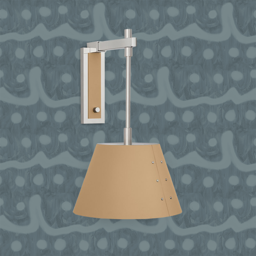luxe Amalfi Blue wallpaper pattern wallpaper by Nashville artist Angela Simeone vinyl wallpaper blue wallpaper interiors interior design interior designer urban electric semplice sconce