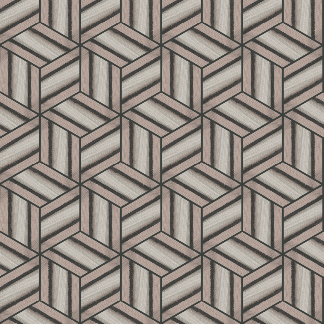 Brown wallpaper ikat cubist wallpaper by nashville artist Angela Simeone