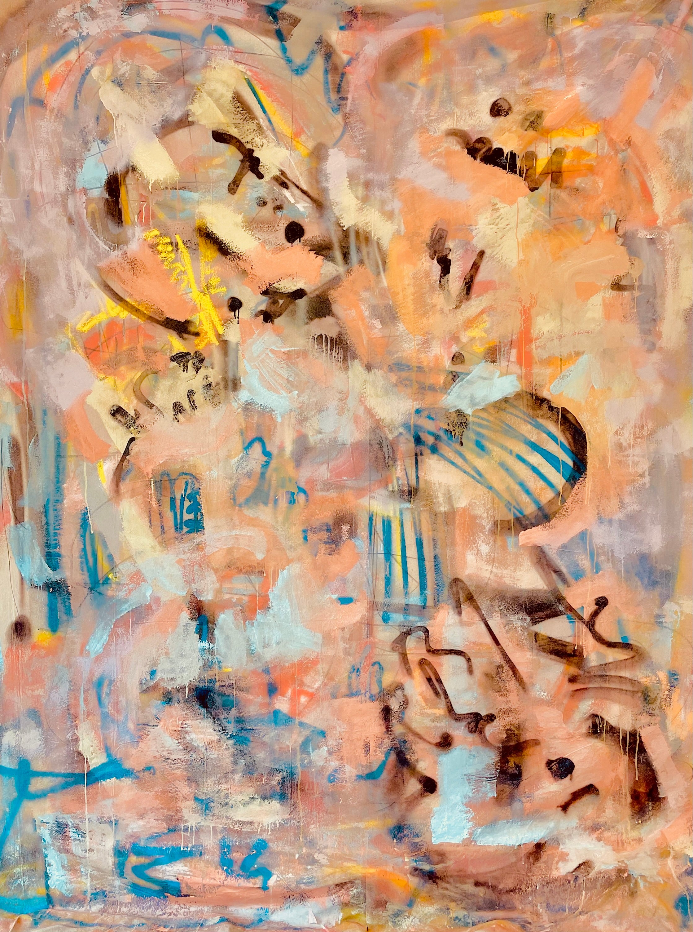 Peach and Papaya 2 Painting by Nashville artist Angela Simeone — original abstract art.