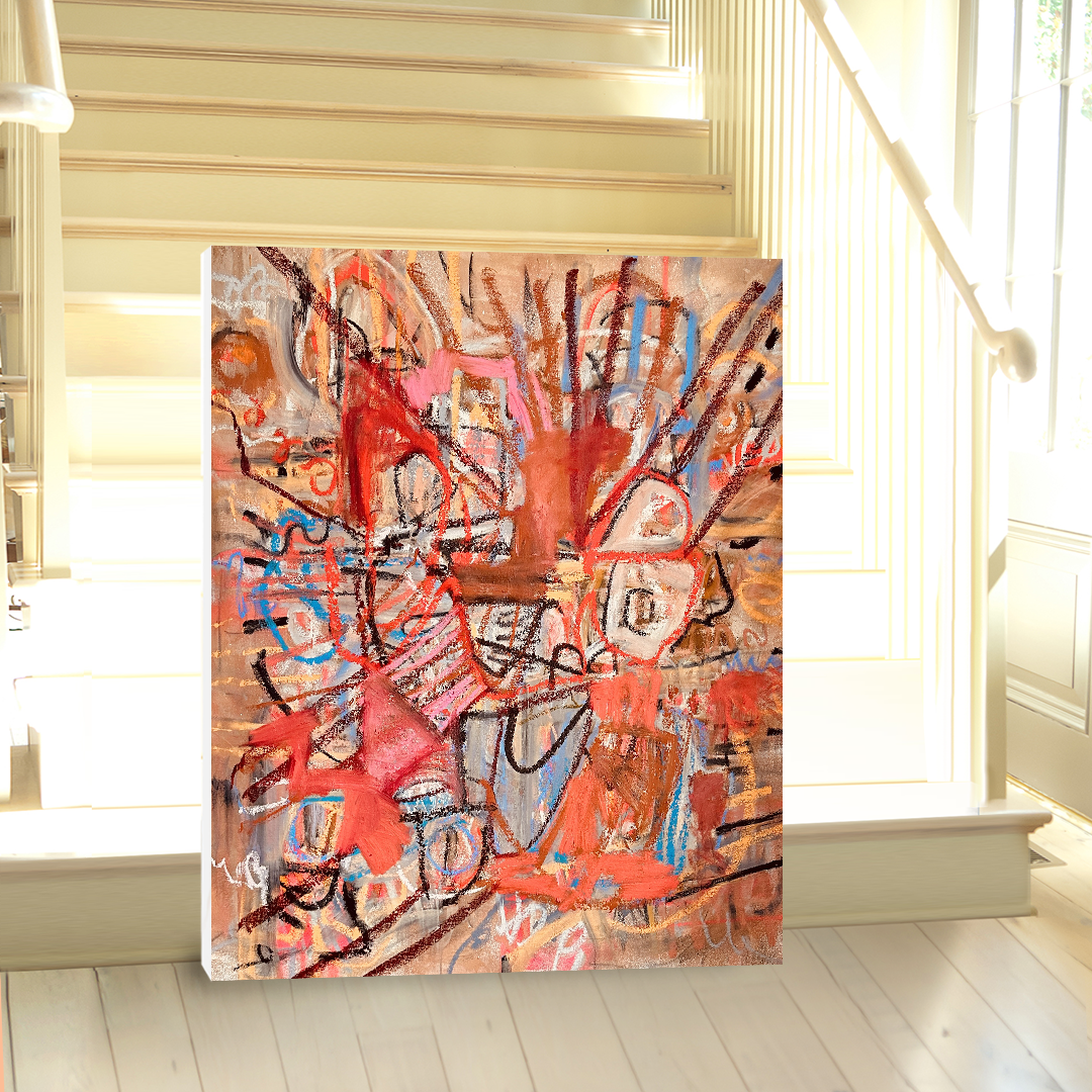 Abstract painter artist Angela Simeone Nashville artist Abstract art oil painting pink painting red painting blue painting original art interior