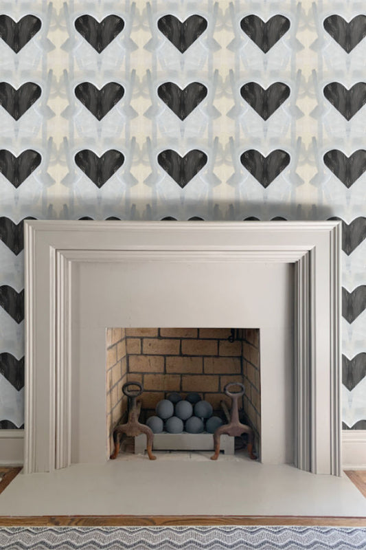 Heart Black wallpaper Nashville artist Angela Simeone art painting interiors interior design