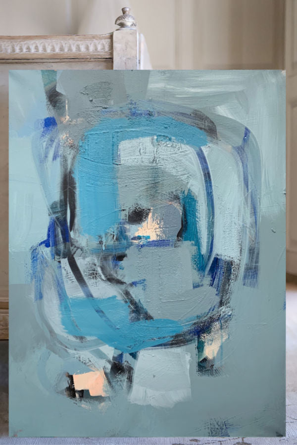 Blue Green painting Nashville ARtist Angela Simeone art abstract interiors design Angela Simeone artist nashville art painting contemporary artist contemporary art nashville art interiors interior design modern art abstract art