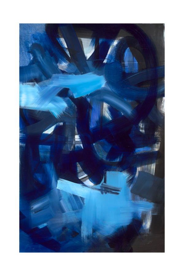 Blue abstract painting on canvas nashville artist angela simeone