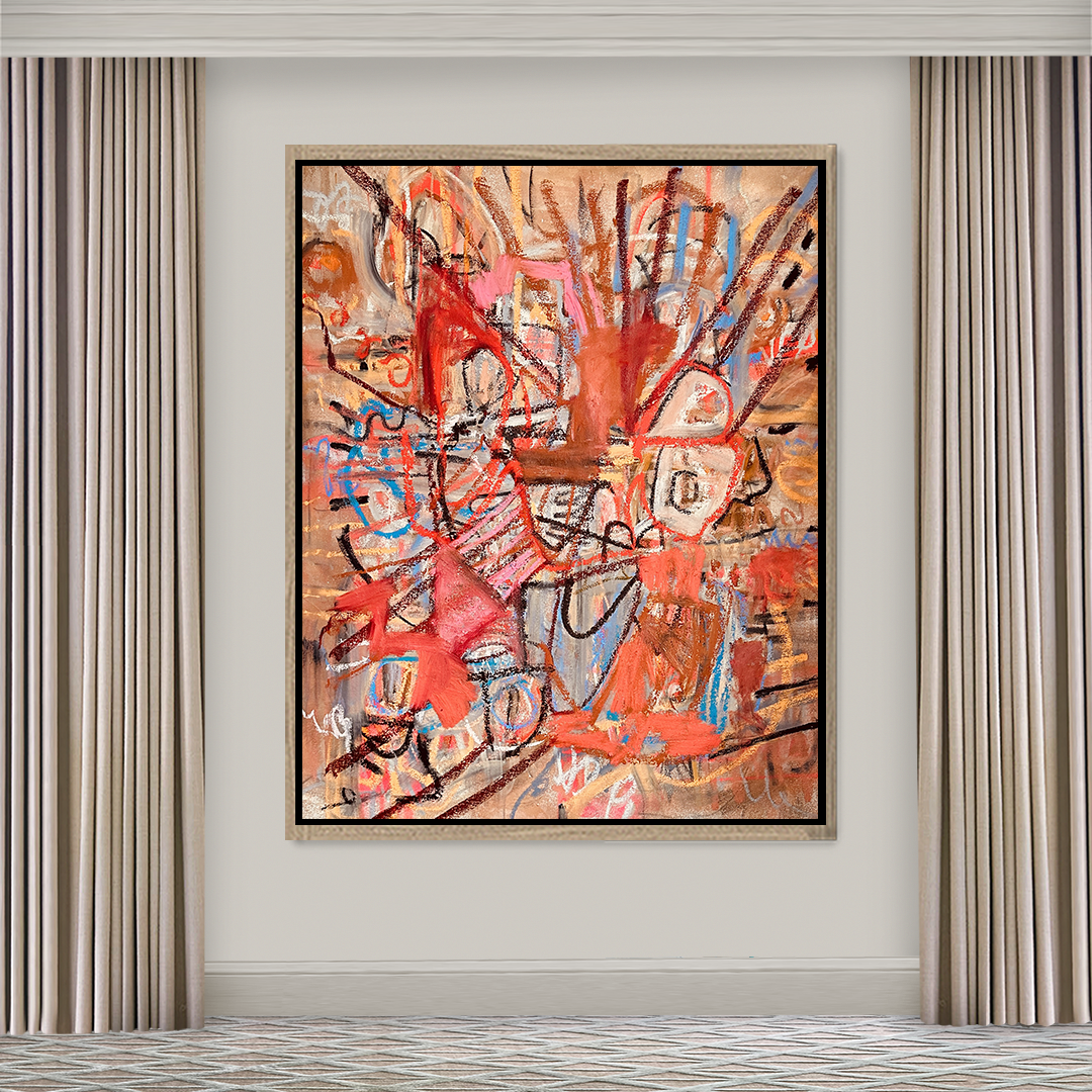 Abstract painter artist Angela Simeone Nashville artist Abstract art oil painting pink painting red painting blue painting original art interior