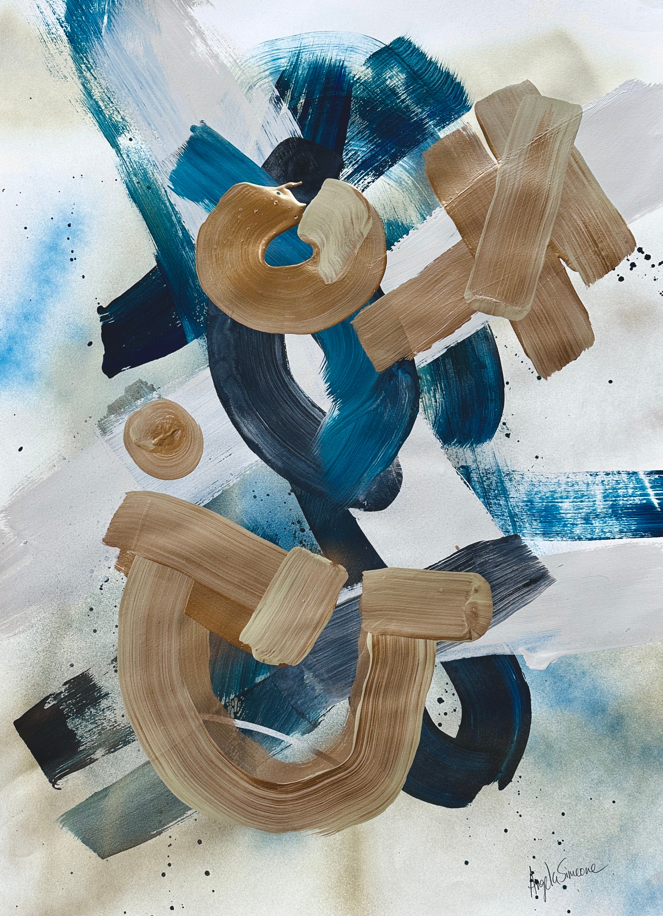 Angela Simeone nashville artist abstract art painting artist Nashville interiors interior design designer paper painting watercolor paper nashville artist art original art frameable art