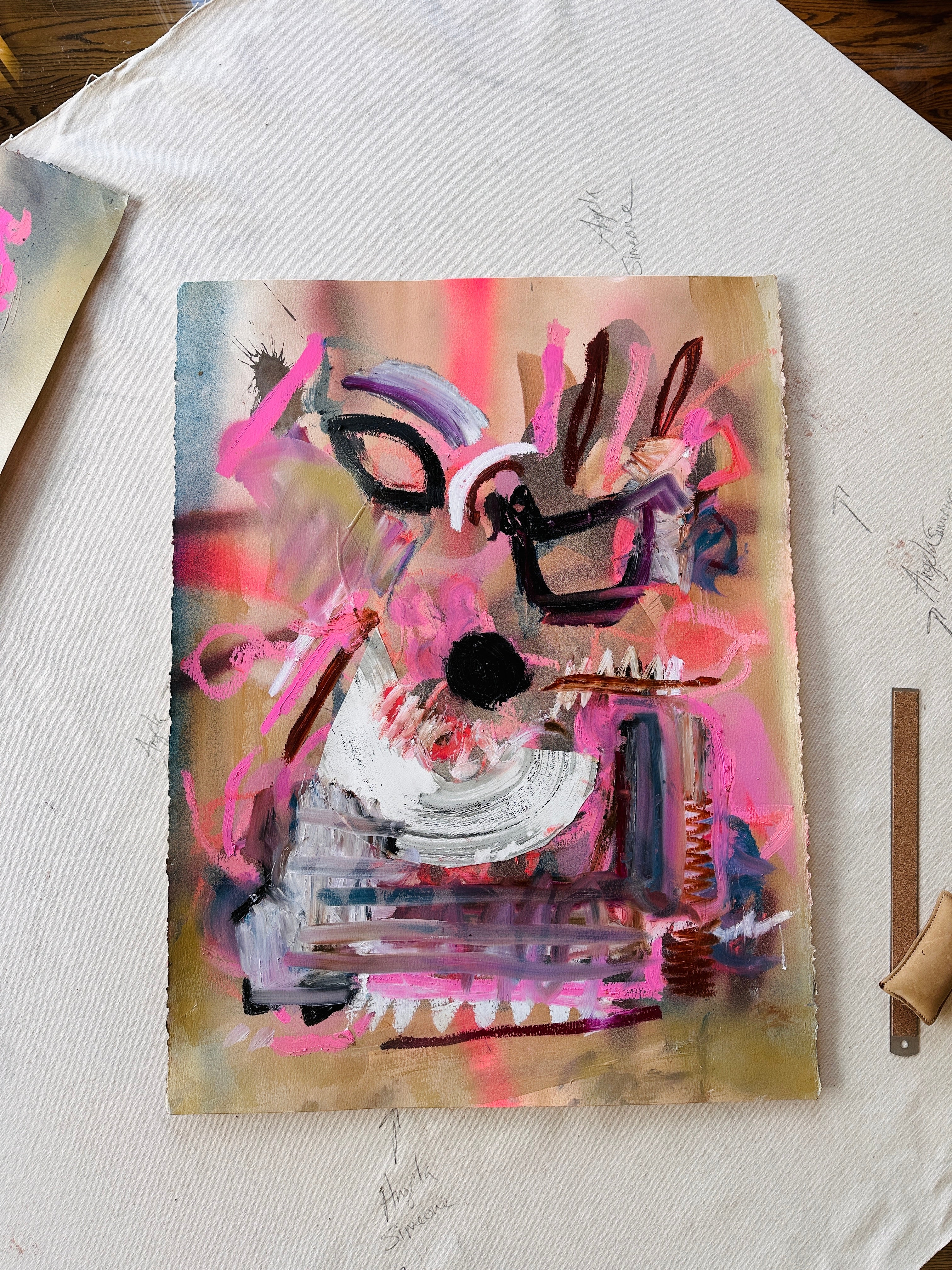 Angela Simeone artist nashville art abstract painting contemporary artist interiors interior design interior designer watercolor painting oil painting paper paintings bright art pink art