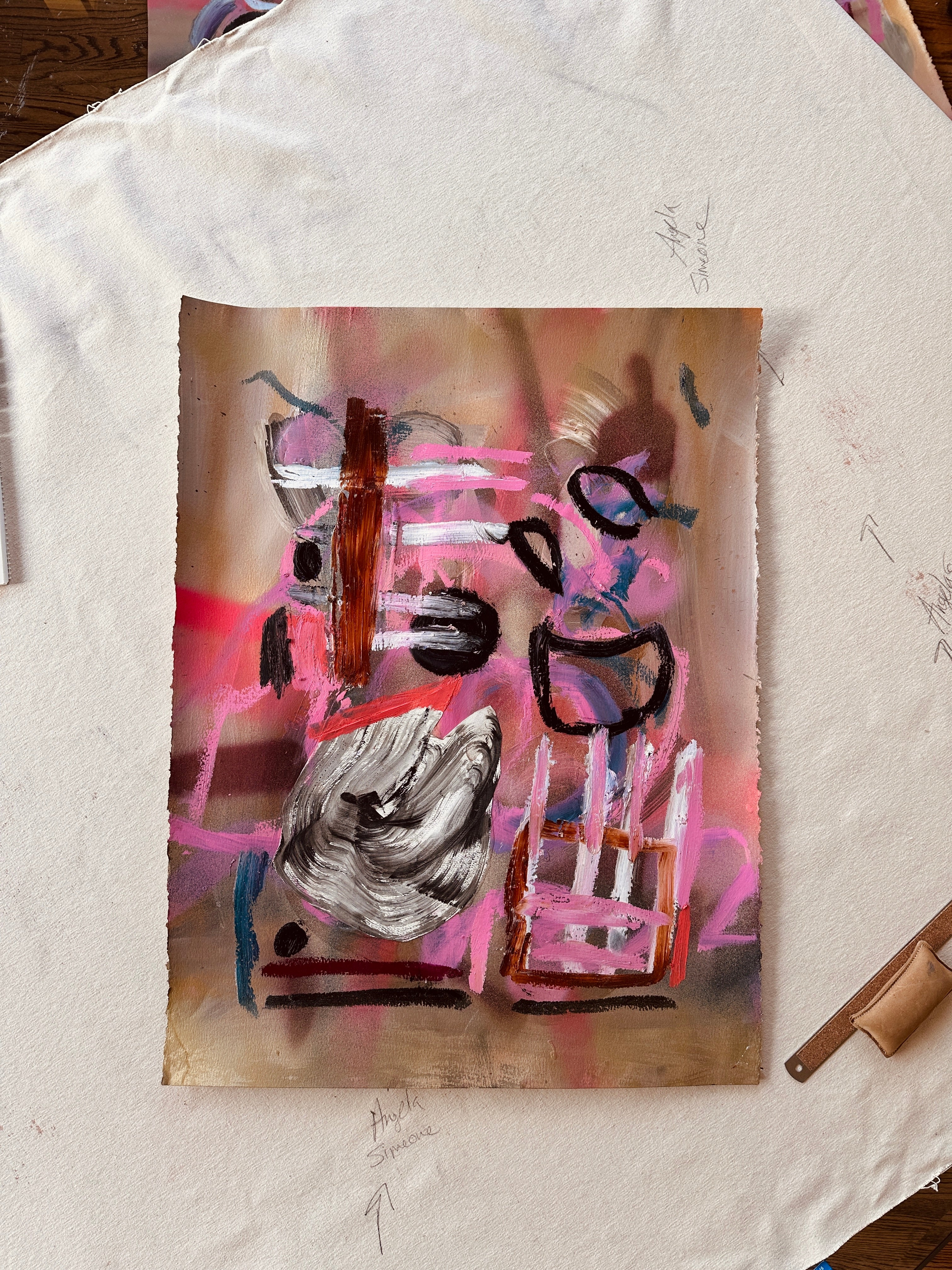 Angela Simeone artist nashville art abstract painting contemporary artist interiors interior design interior designer watercolor painting oil painting paper paintings bright art pink art