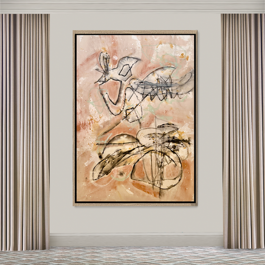 Angela Simeone abstract painter artist neutral canvas painting peach painting copy painting natural painting charcoal painting  Edit alt text