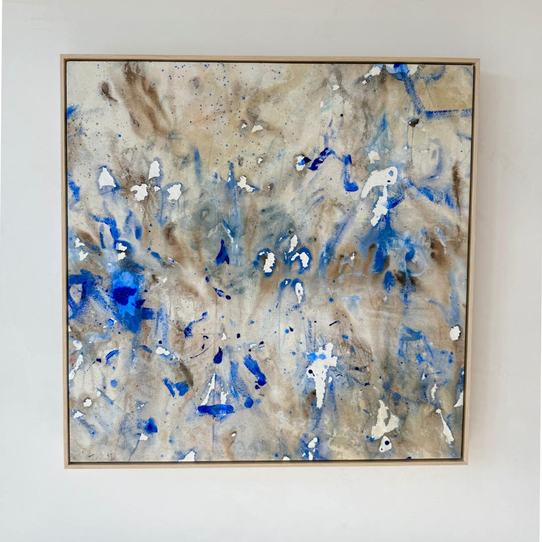 Azul Chroma Brown Natural White original abstract oil painting by Angela Simeone