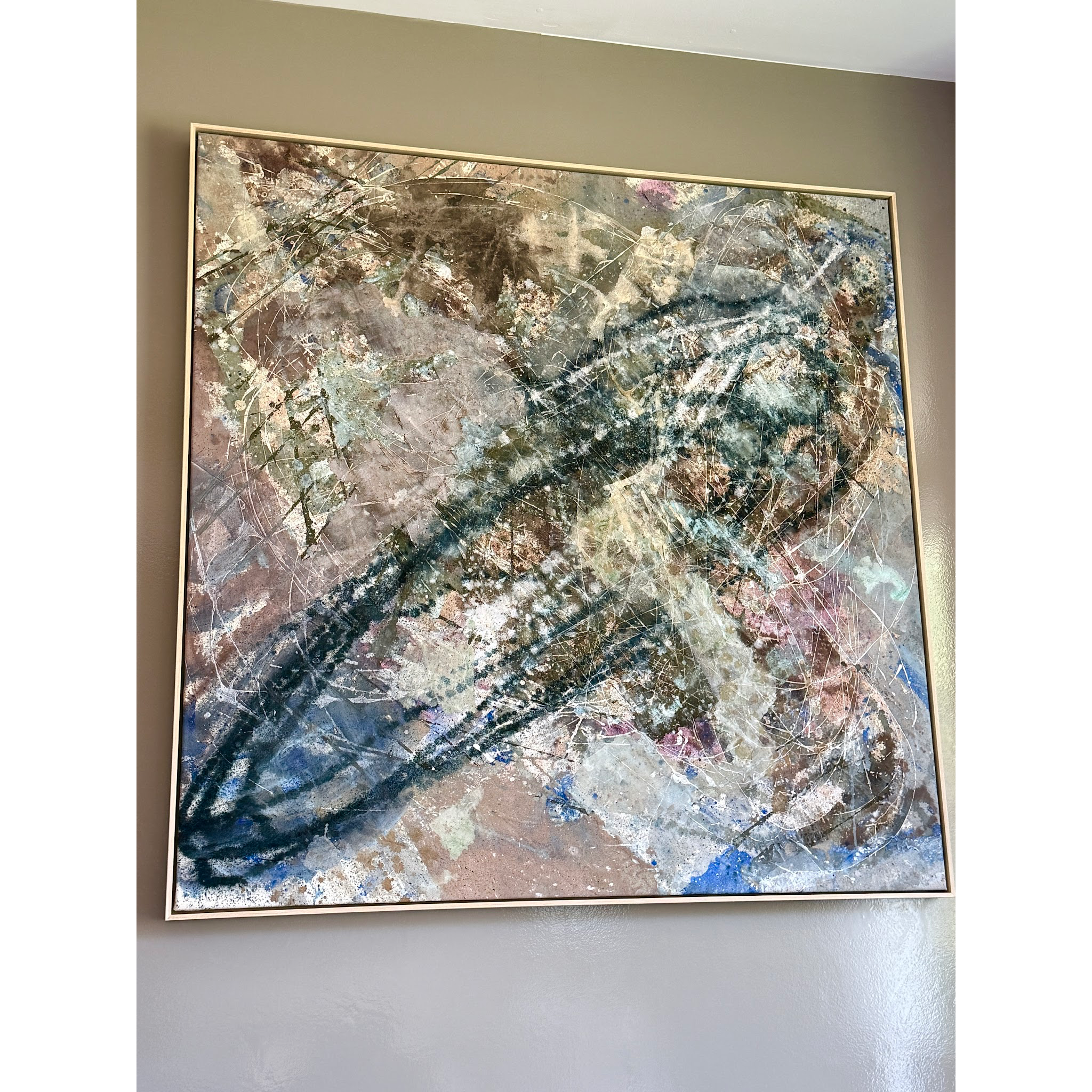 Chroma Navy Grey Lilac Brown large-scale original abstract painting by Angela Simeone for hospitality and commercial interiors