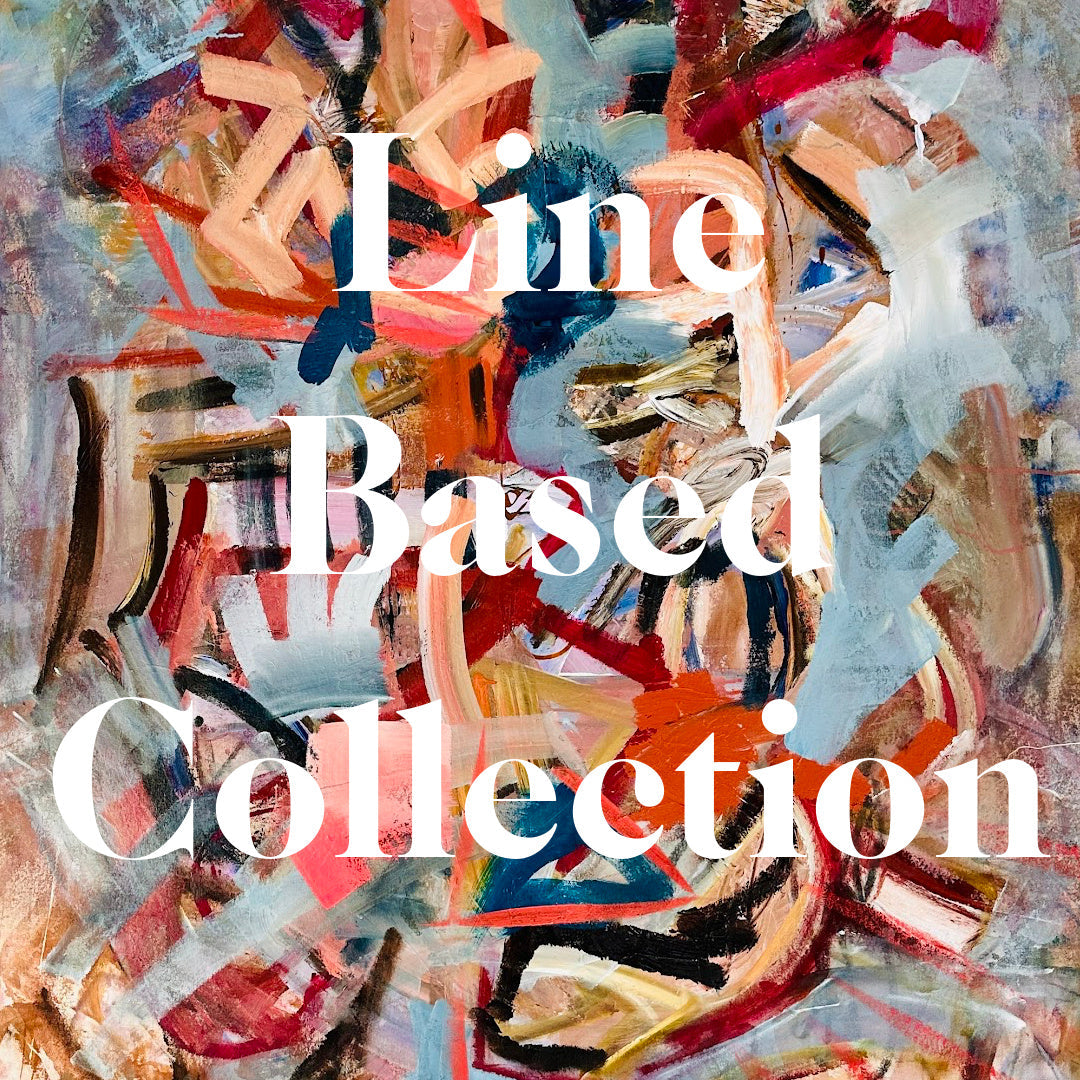 Line and gesture abstract painting with bold linework by Angela Simeone, Nashville