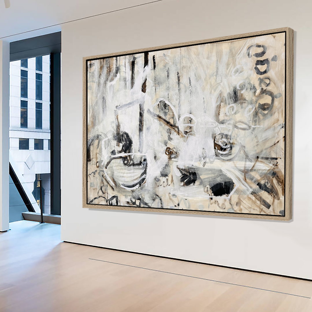 White and cream textural abstract painting by Angela Simeone, Nashville