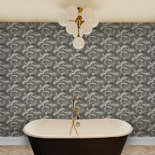 Embossed Black and White Wallpaper