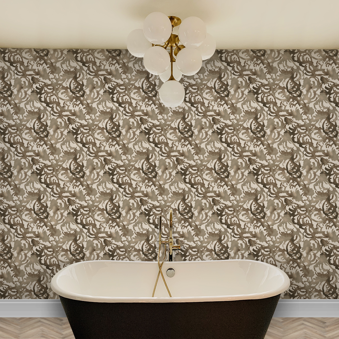 Flourish Warm Grey Medium Scale Wallpaper