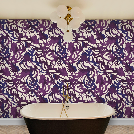 Flourish Violet Wallpaper pattern Nashville artist Angela Simeone Luxury Wallpaper Vinyl Wallpaper Purple wallpaper interiors interior design