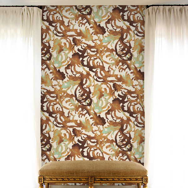 Flourish Greige Small scale wallpaper pattern Nashville artist Angela Simeone 