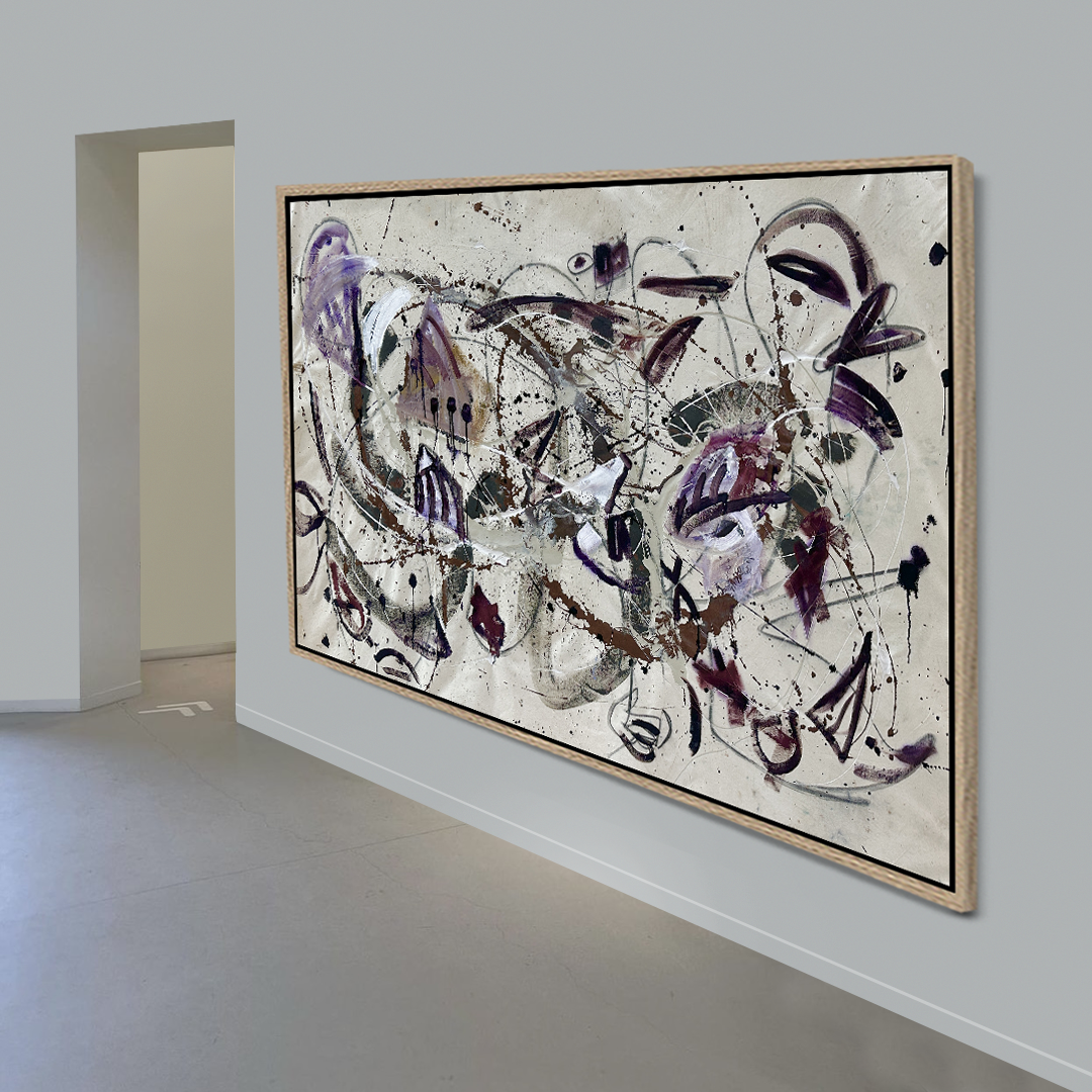 Aubergine Burgundy Grey Green  Canvas Painting